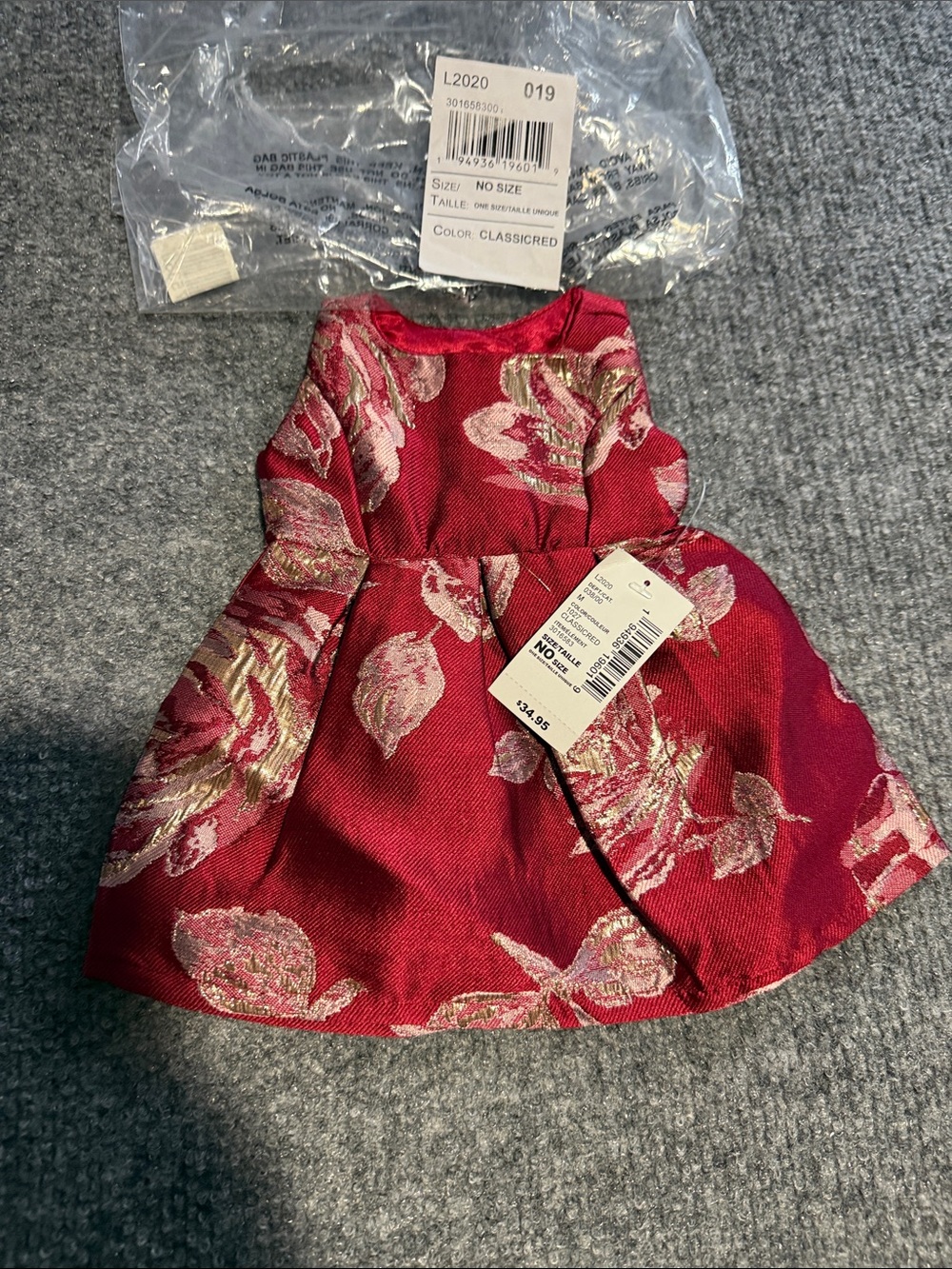 The Children's Place Red Floral Jacquard Party Dress with Gold Accents